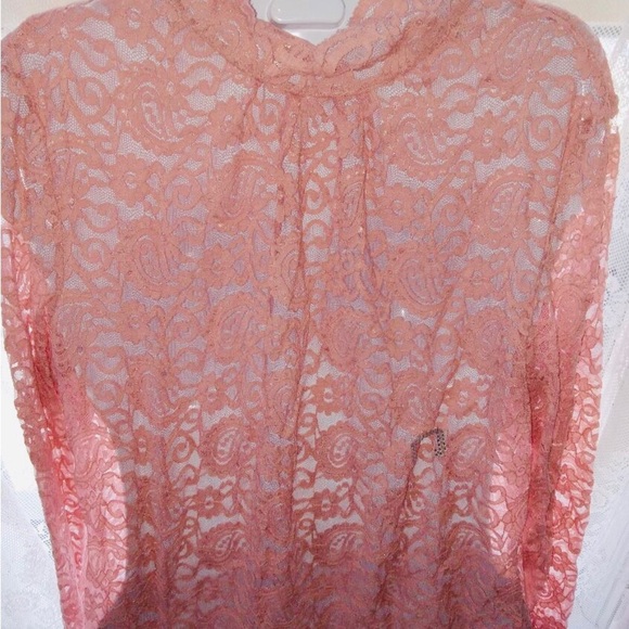 Elegant Lace Long Sleeve Top in Pink - Picture 2 of 3